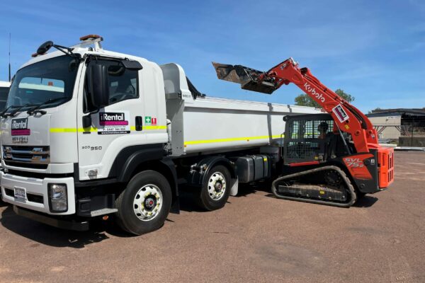 8x4 tipper and skid track loader